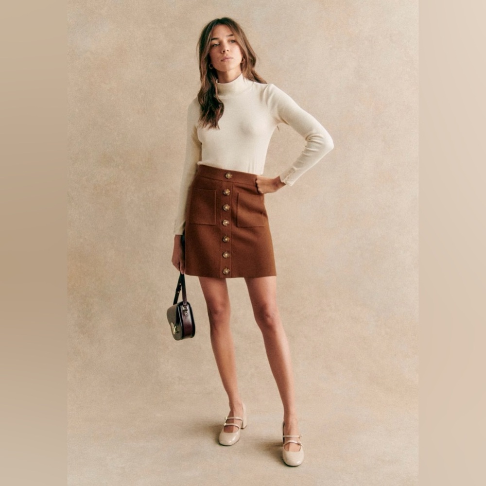 Sezane Louisa skirt hazelnut size medium new with tags!